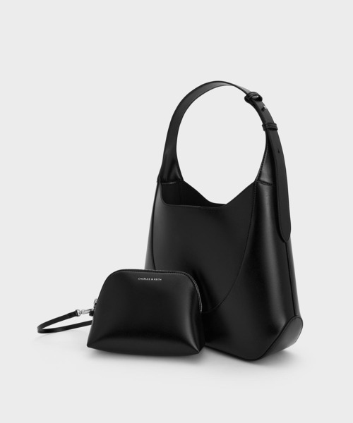CHARLES & KEITH(チャールズ & キース)の「Sigrid シグリッド ホーボーバッグ(ショルダーバッグ・レディース・クリーム/ダークパープル/スミクロ・L)」の17枚目の写真