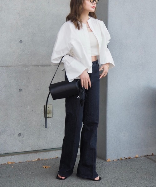 LAULEN（ローレン）の「volume sleeve cropped shirt /ボリュームスリーブ クロップド シャツ（シャツ/ブラウス・レディース・ホワイト/ブルー・FREE）」の14枚目の写真