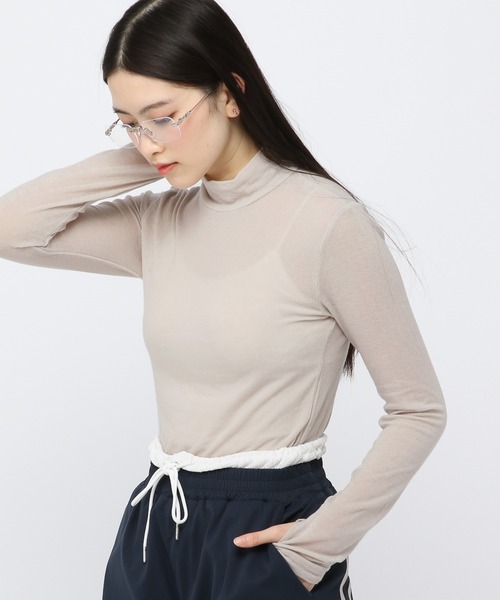 PLACE STUDIO(プレイススタジオ)の「PLACE STUDIO/ベーシックハイネック長袖T(Tシャツ/カットソー・レディース・ライトオリーブ/アイボリー・FREE)」の12枚目の写真
