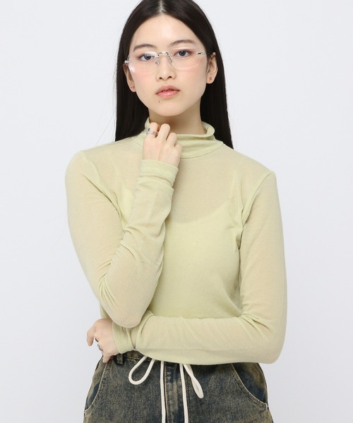 PLACE STUDIO(プレイススタジオ)の「PLACE STUDIO/ベーシックハイネック長袖T(Tシャツ/カットソー・レディース・ライトオリーブ/アイボリー・FREE)」の16枚目の写真