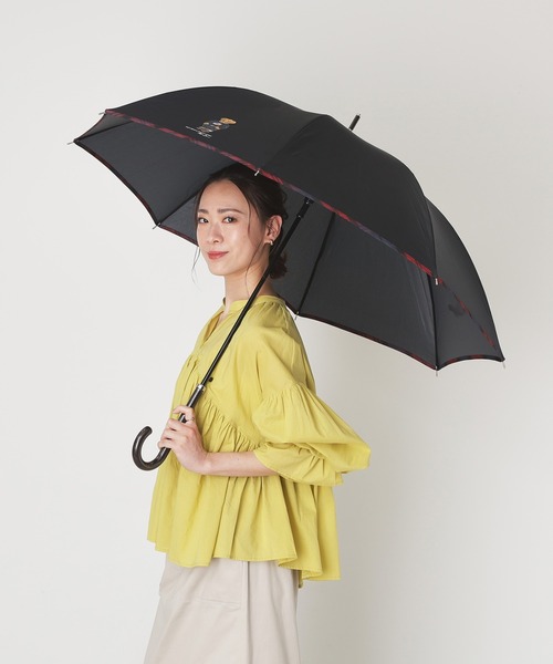 即発♥[ラルフローレン] ポロベア チェックのパディング WEB限定】長傘 'POLO BEAR 無地×チェックパイピング” ポロベア
