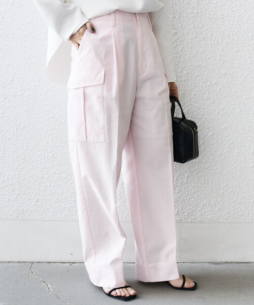 SHIPS（シップス）の「〈洗濯機可能〉ポリエステル 麻 カーゴ パンツ（カーゴパンツ・レディース・ダークグレー/ネイビー/ライトピンク・38/36）」の3枚目の写真