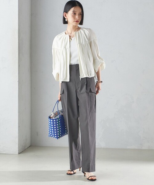 SHIPS（シップス）の「〈洗濯機可能〉ポリエステル 麻 カーゴ パンツ（カーゴパンツ・レディース・ダークグレー/ネイビー/ライトピンク・38/36）」の8枚目の写真