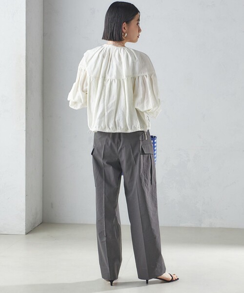 SHIPS（シップス）の「〈洗濯機可能〉ポリエステル 麻 カーゴ パンツ（カーゴパンツ・レディース・ダークグレー/ネイビー/ライトピンク・38/36）」の9枚目の写真