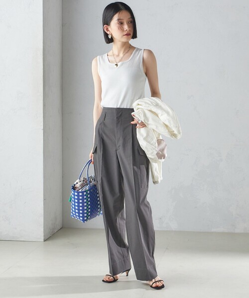 SHIPS（シップス）の「〈洗濯機可能〉ポリエステル 麻 カーゴ パンツ（カーゴパンツ・レディース・ダークグレー/ネイビー/ライトピンク・38/36）」の11枚目の写真