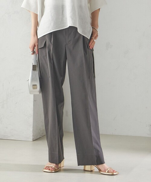 SHIPS（シップス）の「〈洗濯機可能〉ポリエステル 麻 カーゴ パンツ（カーゴパンツ・レディース・ダークグレー/ネイビー/ライトピンク・38/36）」の16枚目の写真