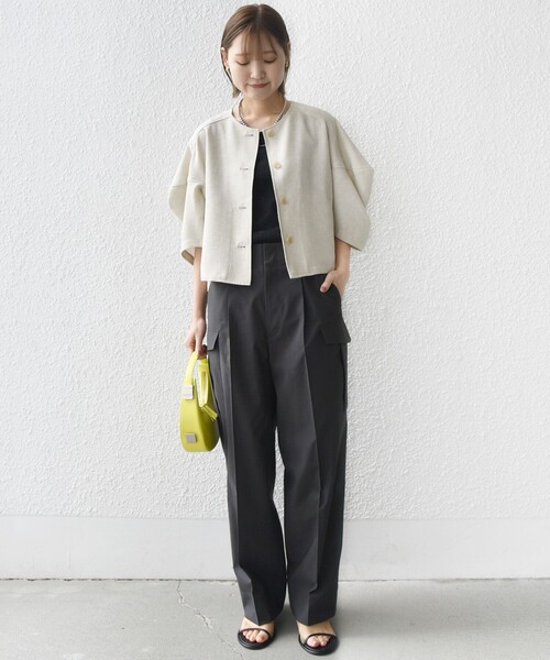 SHIPS（シップス）の「〈洗濯機可能〉ポリエステル 麻 カーゴ パンツ（カーゴパンツ・レディース・ダークグレー/ネイビー/ライトピンク・38/36）」の17枚目の写真