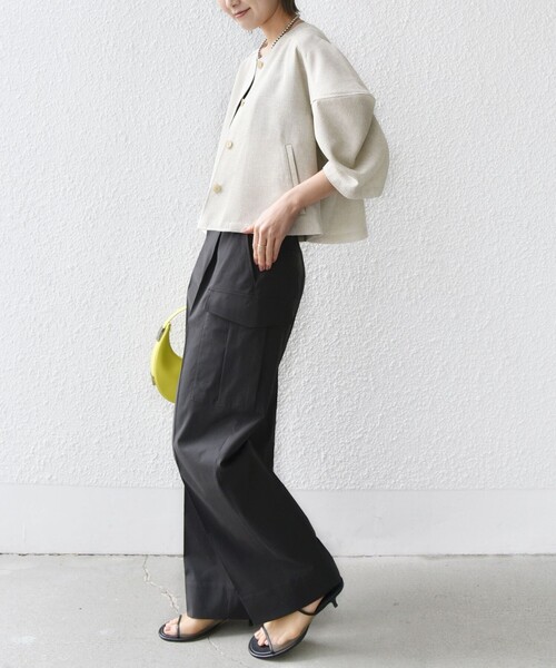 SHIPS（シップス）の「〈洗濯機可能〉ポリエステル 麻 カーゴ パンツ（カーゴパンツ・レディース・ダークグレー/ネイビー/ライトピンク・38/36）」の18枚目の写真