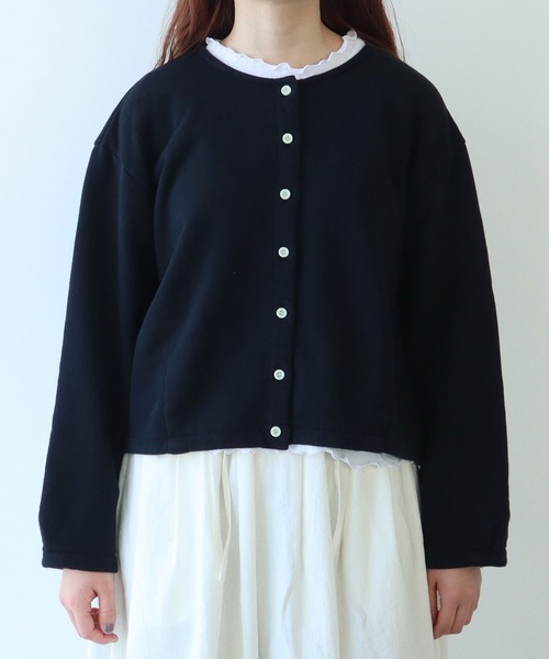 bulle de savon（ビュルデサボン）の「△itsumo 裏毛カーディガン（カーディガン/ボレロ・レディース・ブルー/ブラック/イエロー・FREE）」の4枚目の写真