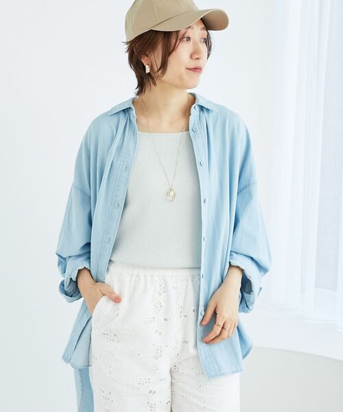 le.coeur blanc(ルクールブラン)の「《WEB限定アイテム》バックデザインオーバーデニムシャツ(シャツ/ブラウス・レディース・オフホワイト/ブルー/ネイビー・38)」の10枚目の写真