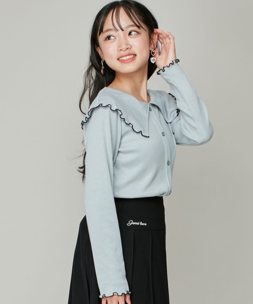 JENNI love（ジェニィラブ）の「ビッグえりテレコトップス（Tシャツ/カットソー・キッズ・アイボリー/サックスブルー/ブラック・130cm/140cm/150cm/160cm）」の3枚目の写真