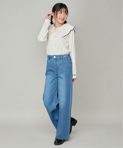 JENNI love（ジェニィラブ）の「ビッグえりテレコトップス（Tシャツ/カットソー・キッズ・アイボリー/サックスブルー/ブラック・130cm/140cm/150cm/160cm）」の5枚目の写真