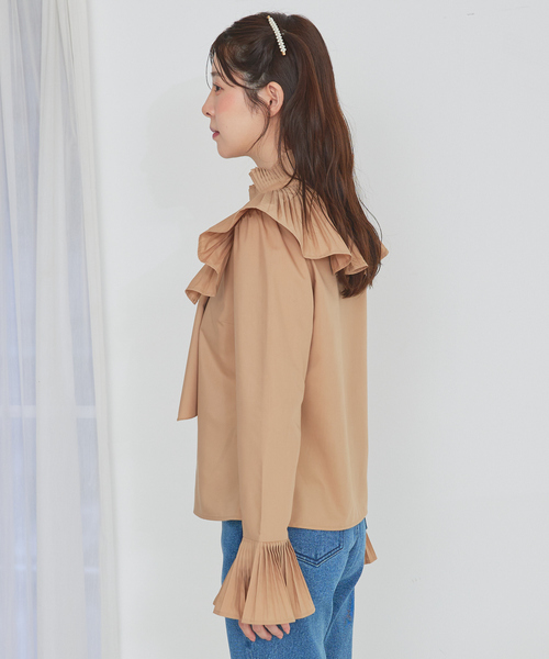 SELFIST（セルフィスト）の「【STORY掲載】２WAY プリーツ襟付ボウタイブラウス リボン ブラウス　レイヤード　秋服（シャツ/ブラウス・レディース・ブラック/ホワイト/ベージュ・フリー）」の11枚目の写真