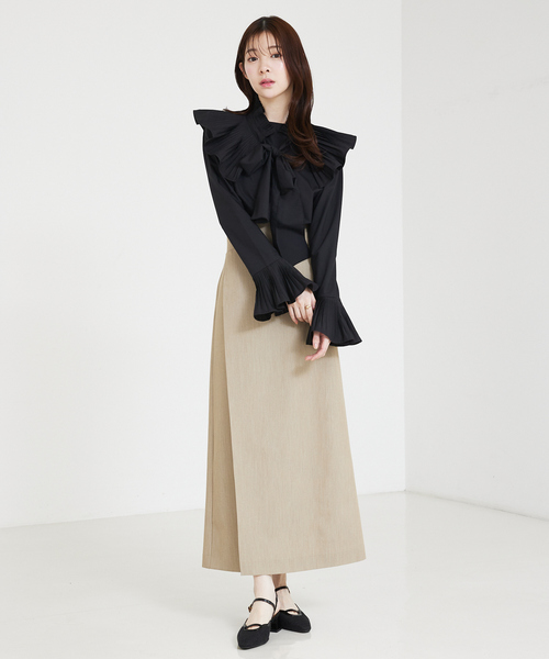 SELFIST（セルフィスト）の「【STORY掲載】２WAY プリーツ襟付ボウタイブラウス リボン ブラウス　レイヤード　秋服（シャツ/ブラウス・レディース・ブラック/ホワイト/ベージュ・フリー）」の21枚目の写真