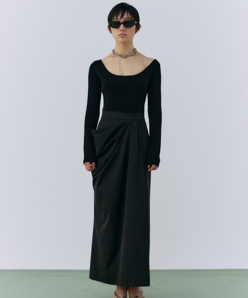 JOSE MOON（ジョゼムーン）の「DOCKING DRAPE DRESS/ドッキングドレープドレス（ワンピース・レディース・ホワイト/ブラック・38/36）」の21枚目の写真