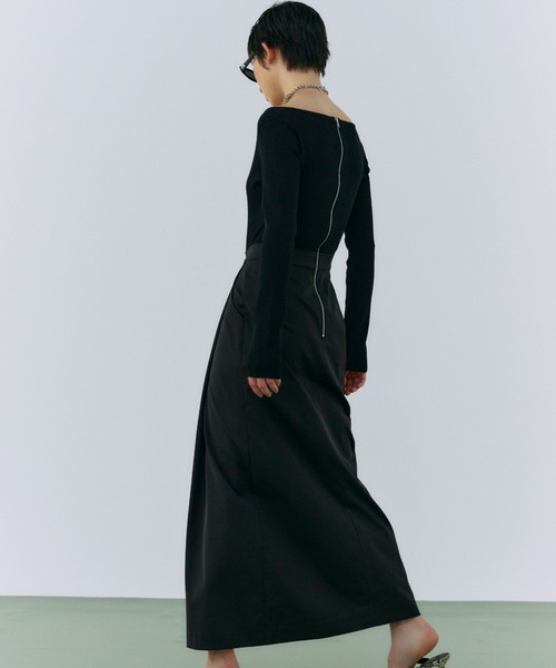JOSE MOON（ジョゼムーン）の「DOCKING DRAPE DRESS/ドッキングドレープドレス（ワンピース・レディース・ホワイト/ブラック・38/36）」の9枚目の写真