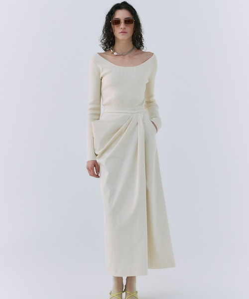 セール】DOCKING DRAPE DRESS/ドッキングドレープドレス（ワンピース