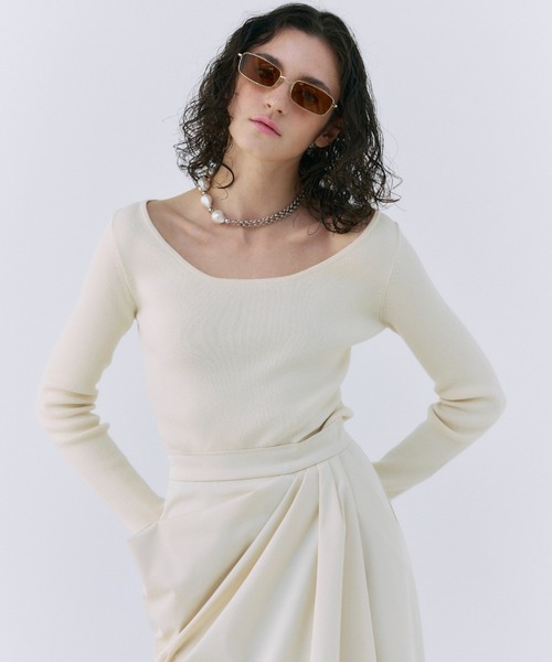 JOSE MOON（ジョゼムーン）の「DOCKING DRAPE DRESS/ドッキングドレープドレス（ワンピース・レディース・ホワイト/ブラック・38/36）」の18枚目の写真