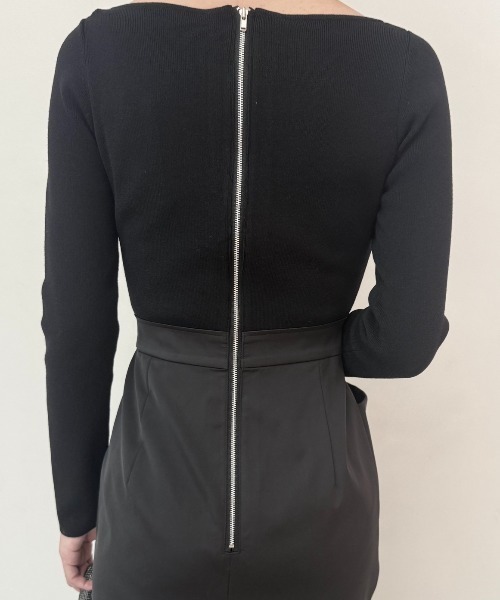JOSE MOON（ジョゼムーン）の「DOCKING DRAPE DRESS/ドッキングドレープドレス（ワンピース・レディース・ホワイト/ブラック・38/36）」の6枚目の写真