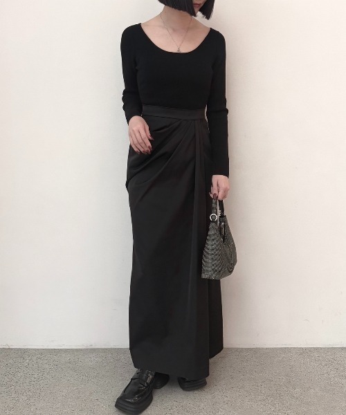 JOSE MOON（ジョゼムーン）の「DOCKING DRAPE DRESS/ドッキングドレープドレス（ワンピース・レディース・ホワイト/ブラック・38/36）」の3枚目の写真