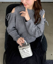 clear | オープンショルダーケーブル編みニットトップス[春ニット ガーリー]≪再入荷≫(ニット/セーター)