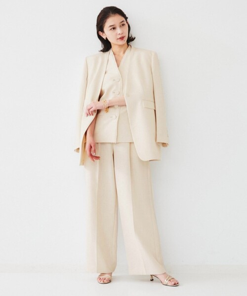 UNTITLED(アンタイトル)の「【セットアップ可能】リネンライクキャンバス ジレ(ベスト・レディース・ベージュ/アイボリー・44/48/04/02/00)」の7枚目の写真