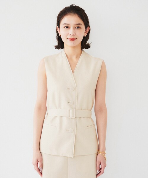 UNTITLED(アンタイトル)の「【セットアップ可能】リネンライクキャンバス ジレ(ベスト・レディース・ベージュ/アイボリー・44/48/04/02/00)」の16枚目の写真