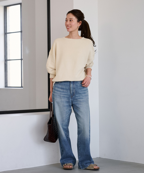 FRAMeWORK（フレームワーク）の「リネンブレンドミニ裏毛プルオーバー（スウェット・レディース・イエロー/ベージュ/サックスブルー・FREE）」の4枚目の写真