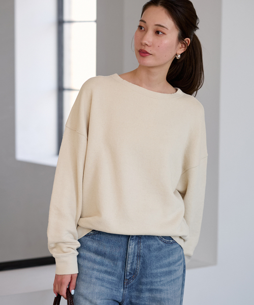 FRAMeWORK（フレームワーク）の「リネンブレンドミニ裏毛プルオーバー（スウェット・レディース・イエロー/ベージュ/サックスブルー・FREE）」の6枚目の写真