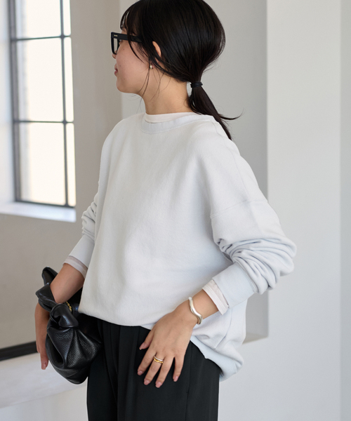 FRAMeWORK（フレームワーク）の「リネンブレンドミニ裏毛プルオーバー（スウェット・レディース・イエロー/ベージュ/サックスブルー・FREE）」の12枚目の写真