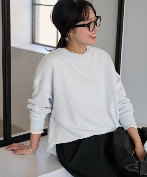 FRAMeWORK（フレームワーク）の「リネンブレンドミニ裏毛プルオーバー（スウェット・レディース・イエロー/ベージュ/サックスブルー・FREE）」の21枚目の写真