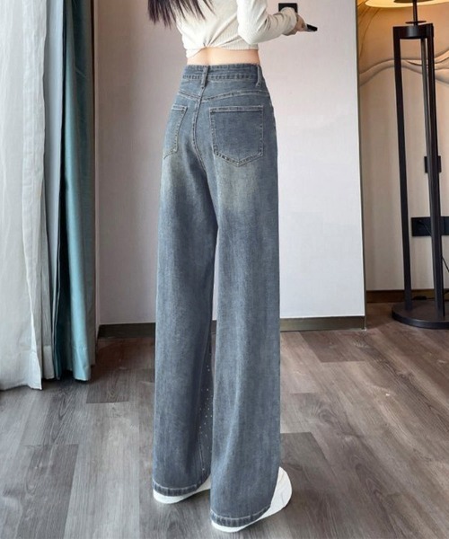 Miniministore（ミニミニストア）の「キラキラデニムパンツラインストーンデニム（デニムパンツ・レディース・ブルー・XL/M/S/L）」の8枚目の写真