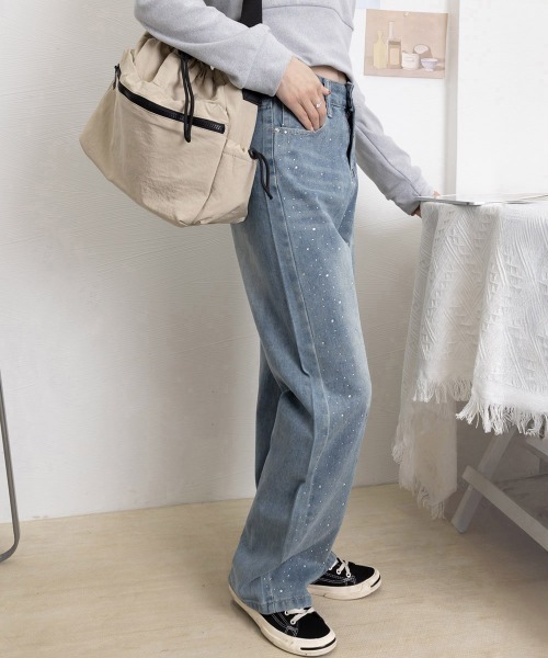 Miniministore（ミニミニストア）の「キラキラデニムパンツラインストーンデニム（デニムパンツ・レディース・ブルー・XL/M/S/L）」の11枚目の写真