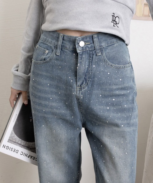 Miniministore（ミニミニストア）の「キラキラデニムパンツラインストーンデニム（デニムパンツ・レディース・ブルー・XL/M/S/L）」の14枚目の写真