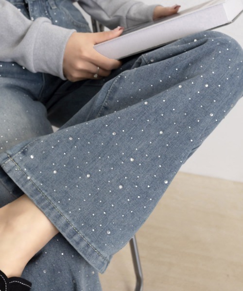 Miniministore（ミニミニストア）の「キラキラデニムパンツラインストーンデニム（デニムパンツ・レディース・ブルー・XL/M/S/L）」の17枚目の写真