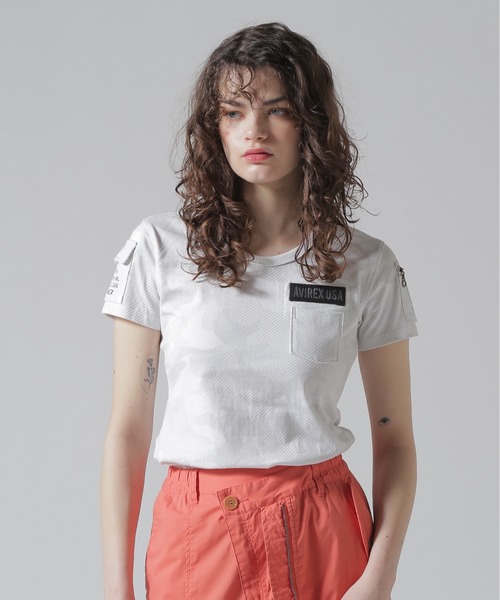 AVIREX(アヴィレックス)の「ファティーグTシャツ/ FATIGUE T-SHIRT(Tシャツ/カットソー・レディース・オリーブ/ブラック/ホワイト/ネイビー/ホワイト系その他/ブラック系その他・M/S/L)」の2枚目の写真