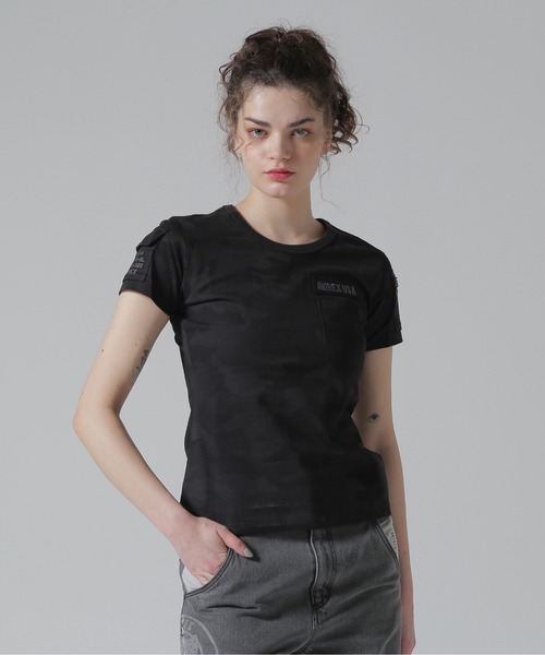 AVIREX(アヴィレックス)の「ファティーグTシャツ/ FATIGUE T-SHIRT(Tシャツ/カットソー・レディース・オリーブ/ブラック/ホワイト/ネイビー/ホワイト系その他/ブラック系その他・M/S/L)」の4枚目の写真