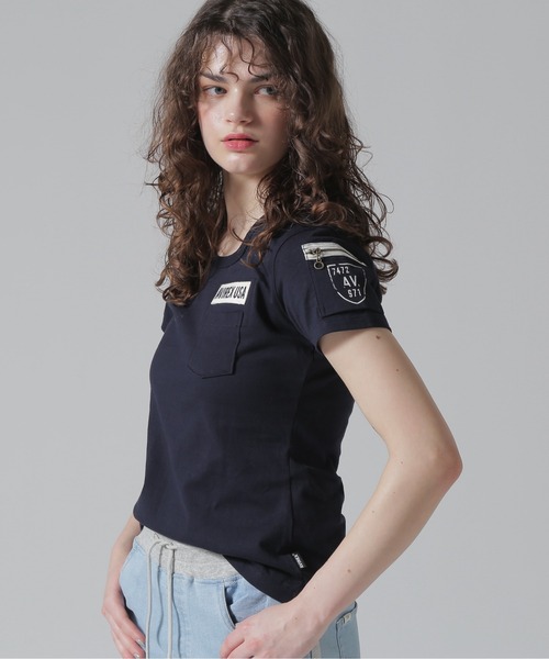 AVIREX(アヴィレックス)の「ファティーグTシャツ/ FATIGUE T-SHIRT(Tシャツ/カットソー・レディース・オリーブ/ブラック/ホワイト/ネイビー/ホワイト系その他/ブラック系その他・M/S/L)」の6枚目の写真