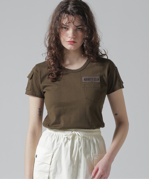 AVIREX(アヴィレックス)の「ファティーグTシャツ/ FATIGUE T-SHIRT(Tシャツ/カットソー・レディース・オリーブ/ブラック/ホワイト/ネイビー/ホワイト系その他/ブラック系その他・M/S/L)」の5枚目の写真