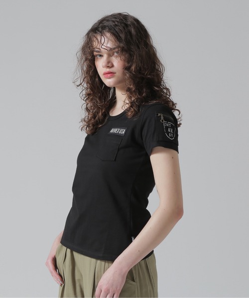 AVIREX(アヴィレックス)の「ファティーグTシャツ/ FATIGUE T-SHIRT(Tシャツ/カットソー・レディース・オリーブ/ブラック/ホワイト/ネイビー/ホワイト系その他/ブラック系その他・M/S/L)」の3枚目の写真