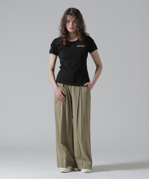 AVIREX(アヴィレックス)の「ファティーグTシャツ/ FATIGUE T-SHIRT(Tシャツ/カットソー・レディース・オリーブ/ブラック/ホワイト/ネイビー/ホワイト系その他/ブラック系その他・M/S/L)」の8枚目の写真