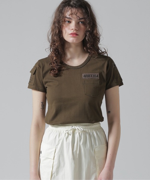 AVIREX(アヴィレックス)の「ファティーグTシャツ/ FATIGUE T-SHIRT(Tシャツ/カットソー・レディース・オリーブ/ブラック/ホワイト/ネイビー/ホワイト系その他/ブラック系その他・M/S/L)」の10枚目の写真