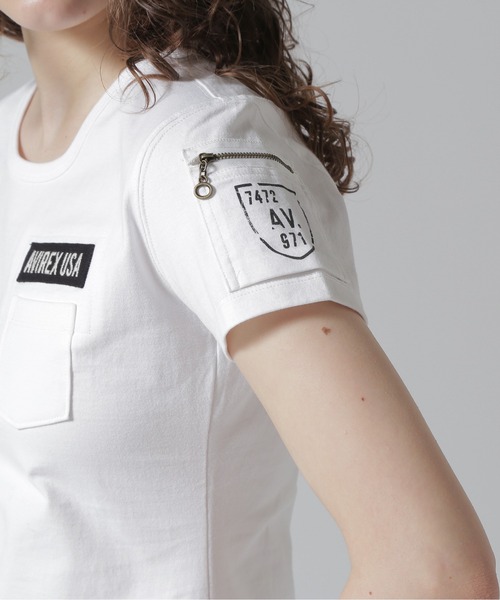 AVIREX(アヴィレックス)の「ファティーグTシャツ/ FATIGUE T-SHIRT(Tシャツ/カットソー・レディース・オリーブ/ブラック/ホワイト/ネイビー/ホワイト系その他/ブラック系その他・M/S/L)」の18枚目の写真