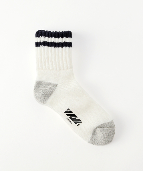 is-ness（イズネス）の「【is-ness / イズネス】xVIBSOX 25SS_47 _1007SS SOX01（ソックス/靴下・メンズ・ホワイト系その他/ホワイト×ホワイト/ライトグレー・FREE）」の2枚目の写真