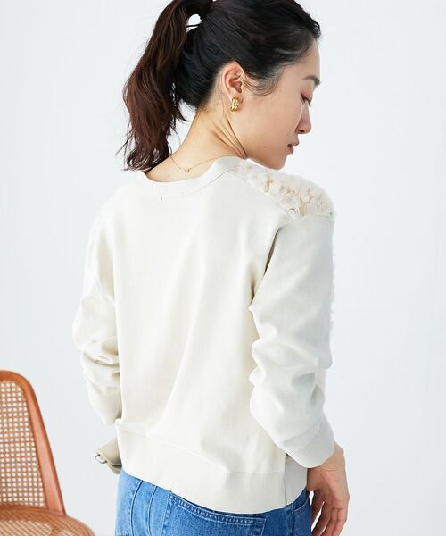 WEB限定アイテム》チュール刺繍Vネックカーディガン/le.coeur