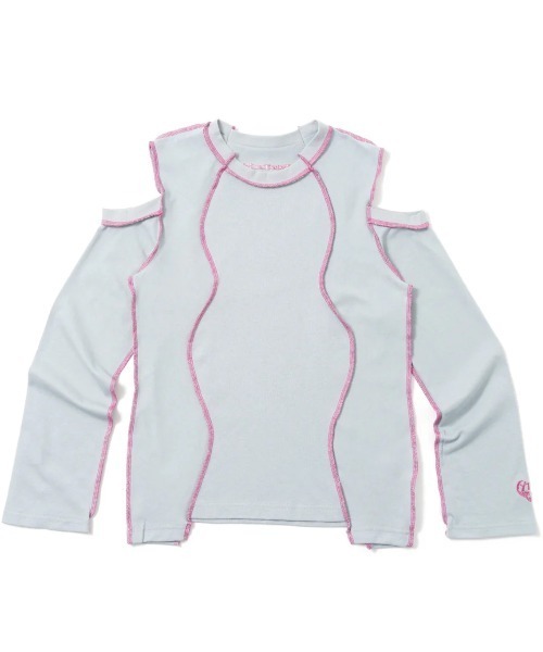 HTH（エイチティーエイチ）の「Shoulder point long Tee（Tシャツ/カットソー・レディース・アッシュ/グレー/レッド/アクア・フリー）」の3枚目の写真