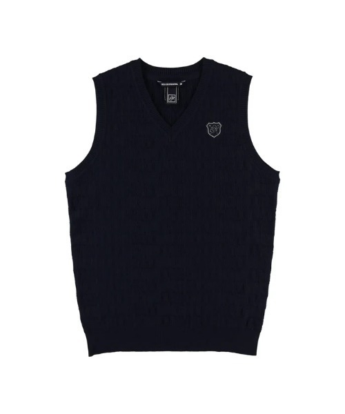 ZOY（ゾーイ）の「WOMENS ロゴリンクスジャガード ニットベスト（ベスト・レディース・ホワイト/ネイビー・MEDIUM/SMALL/LARGE）」の2枚目の写真