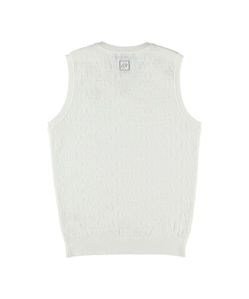 ZOY（ゾーイ）の「WOMENS ロゴリンクスジャガード ニットベスト（ベスト・レディース・ホワイト/ネイビー・MEDIUM/SMALL/LARGE）」の3枚目の写真