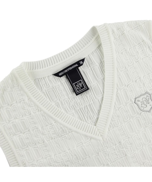 ZOY（ゾーイ）の「WOMENS ロゴリンクスジャガード ニットベスト（ベスト・レディース・ホワイト/ネイビー・MEDIUM/SMALL/LARGE）」の4枚目の写真