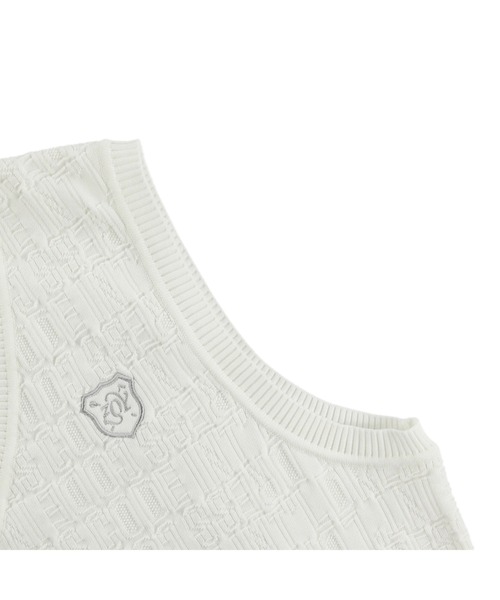 ZOY（ゾーイ）の「WOMENS ロゴリンクスジャガード ニットベスト（ベスト・レディース・ホワイト/ネイビー・MEDIUM/SMALL/LARGE）」の5枚目の写真